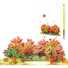Maple Trees 3D Pop Up Card with Autumn Paper Flower Bouquet, Blank Note and Envelope for Anniversary and Birthday