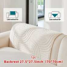 (White, Backrest 27.5*27.5in (70*70cm)) 1pc Simple and Comfortable Striped Pattern Plush Sofa Cushion, Pet Friendly
