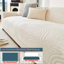 (White, Four-seat Sofa Cover 35.4*82.7in (90*210cm)) 1pc Simple and Comfortable Striped Pattern Plush Sofa Cushion, Pet Friendly