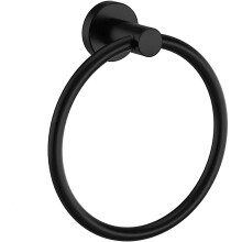 Towel Ring Wall Mounted Stainless Steel Hand Towel Holder Black Round 180 Rotating RustResistant