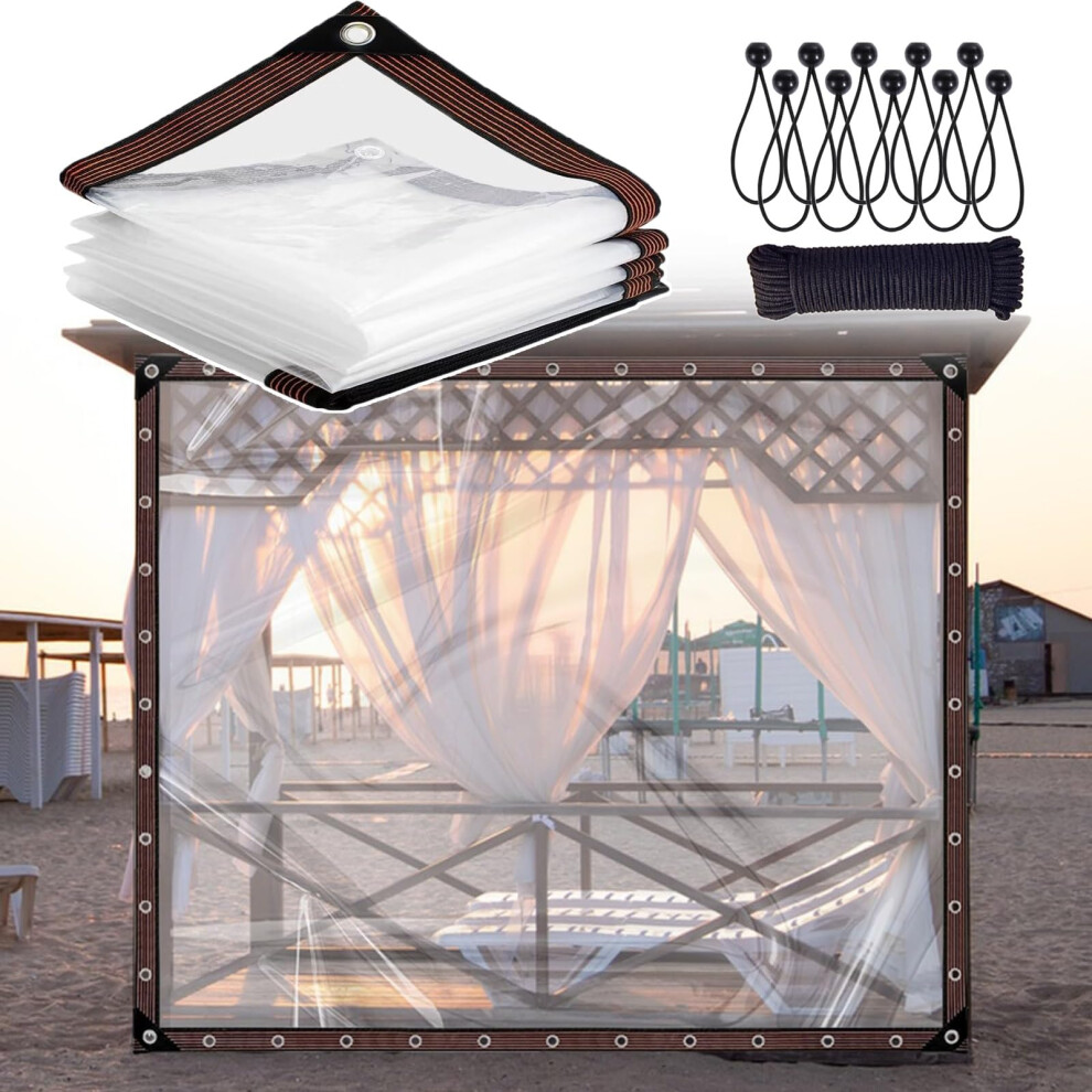 Heavy Duty Clear Vinyl Tarp 14X16 Ft Waterproof Outdoor Transparent Pvc Cover With Rustproof Grommets 9351714726115