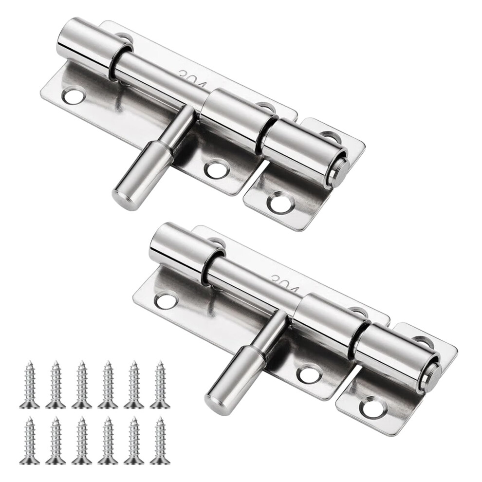Pack Of 2 Stainless Steel Door Bolts 304 RustâResistant Sliding Door Latch For Bathroom And Bedroom 9351714726160