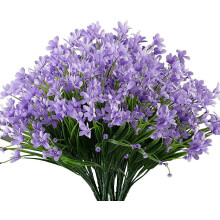 ZOELNIC6PCS UV-resistenta konstgjorda påskliljor lila konstgjorda blommor