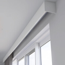 Modern Curtain Pelmet Box with Hidden Track, Ceiling Mount 110cm White Rail for Light Blocking and Privacy