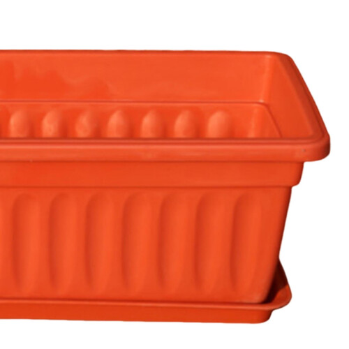 Rectangular Planter Box for Balcony and Garden, Brick Red Plastic Window Box with Dual Drainage System 1