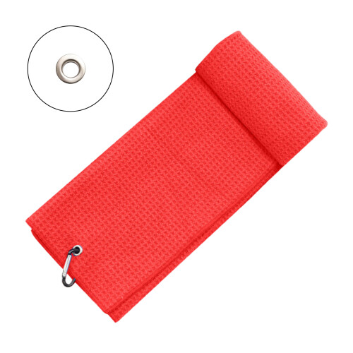 Prosop de golf din microfibră cu clemă tip carabină, model vafe, absorbant