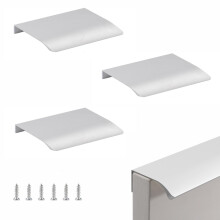 Modern Aluminium Cabinet Handles Matte Silver Set of 3 Hidden Recessed Pulls for Kitchen Cabinets