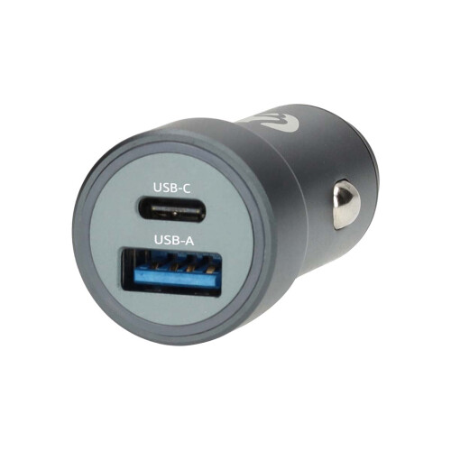 Cargador de coche de doble puerto, 48 W, carga rápida USB-C/USB-A