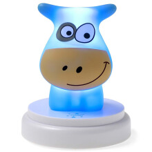 Luz nocturna LED para niños, diseño de vaca azul, apagado automático