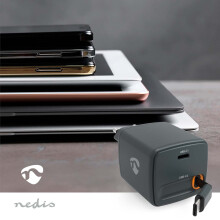 Cargador de pared USB-C con cable retráctil de 30 W, GaN, PD3.0