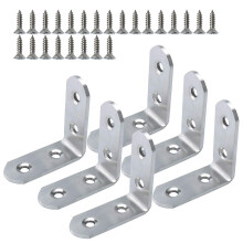 6pcs Stainless Steel Angle Bracket 50x50mm L Shaped Corner Brace with Screws, Rust Resistant HeavyDuty Shelf Support for Furniture