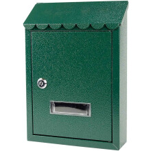 Green Wall Mounted Mailbox Lockable Security Design Rustproof Metal Construction for Home