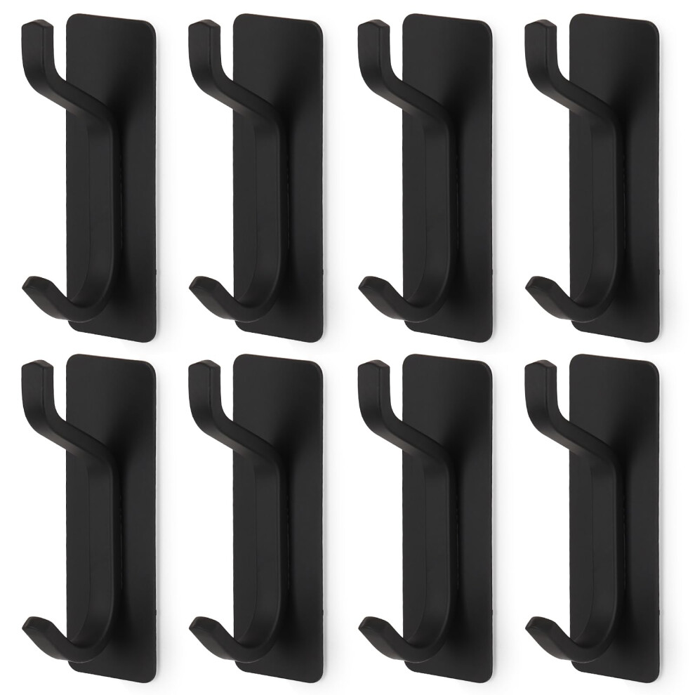 8Pcs Adhesive Wall Hooks Black, Strong Self Adhesive Hooks For Towels And Decor, Waterproof Durable Design 9045646517117