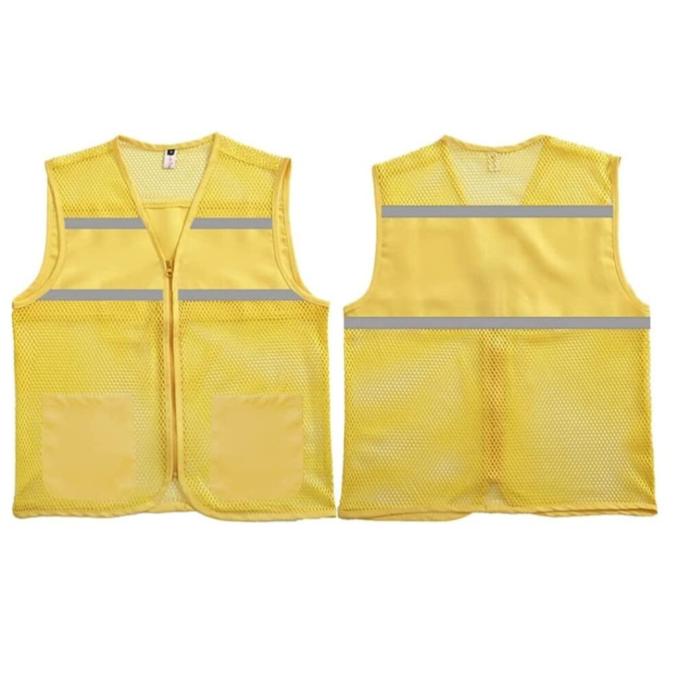 Reflective Safety Vest With Pockets And Zipper, Visibility Mesh Work Vest For Construction, Large 9045646517285
