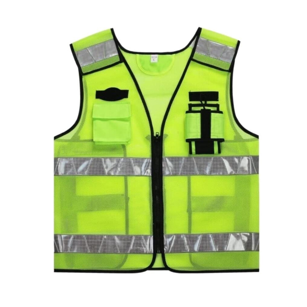 Reflective Safety Vest Fluorescent Green Visibility Mesh Vest With 360 Reflective Strips Adjustable Fit 9351714726962
