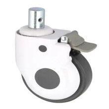 5 Inch Stem Caster with Silent Brake, Secure Plunger Lock and Smooth Rolling American Style Wheel
