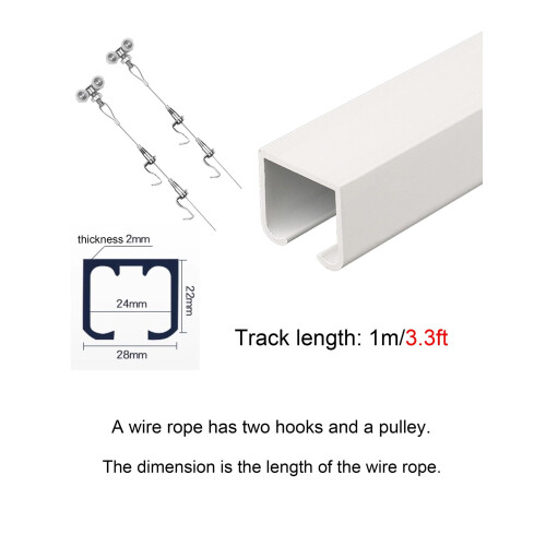 Ceiling Mounted Picture Hanging System 100CM Black with Adjustable Rails and Hooks for Art Display 1