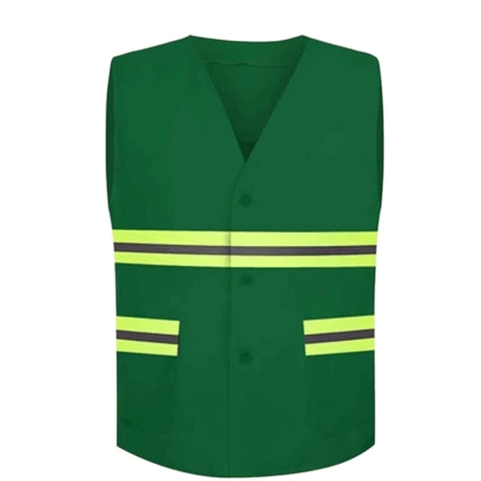 Reflective Safety Vest Fluorescent Green Visibility Vest With Pockets 360 Reflective Visibility 9351714727105