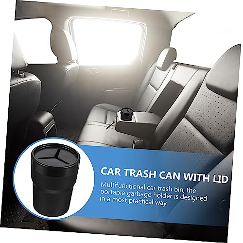 2pcs Car Trash Can with Leakproof OdorControl Lid, Compact Mini Garbage Bin for Vehicle and Kitchen 1