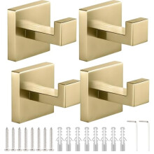 4 Rustproof Stainless Steel Wall Hooks for Bathroom and Kitchen, Heavy Duty Towel Holders with Screws