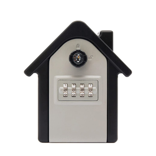 Key Lock Box with Resettable Combination Code, HeavyDuty Wall Mount Key Safe for Outdoor Home Use, Gray