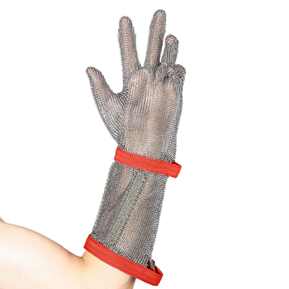 Cut Resistant Gloves Xl 22Cm Arm Length, Foodgrade Stainless Steel Chainmail Glove With Extended Arm Protection And Adjustable Secure Fit 9351714727846