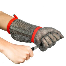 304 Stainless Steel Long Arm Cut Resistant Gloves for Wood Carving Kitchen Safety with Adjustable Strap