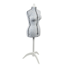 (Medium (UK 16-20)) Adjustable Dressmakers Dummy, Ditsy Blue Wooden Stand. Available in 4 Sizes.