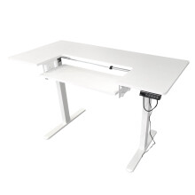 Electric Height Adjustable Sewing Table in White with Sewing Machine Platform