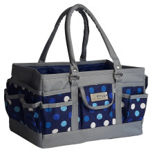 Deluxe Tote Organiser Navy Polka 30 x 20 x 18 cm - Sew Stylish PT900-NAVY-POLKA