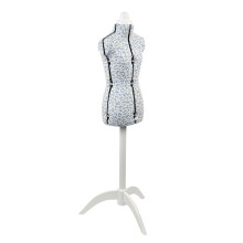(Petite (UK 6-10)) Adjustable Dressmakers Dummy, Ditsy Blue Wooden Stand. Available in 4 Sizes.