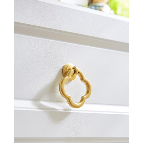 Brass Cabinet Knobs 2 Pack Gold Drawer Pulls 57mm Single Hole Pendant Ring Handle for Dresser and Wardrobe 2