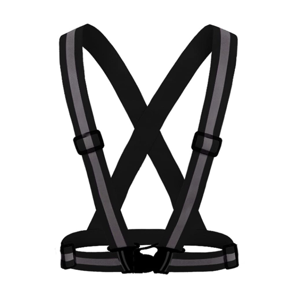 Reflective Safety Vest Black Adjustable Lightweight Visibility Vest For Running Cycling Walking 360 Visibility 9045646518800