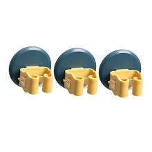3pcs Mop and Broom Holder Wall Mounted Organizer with AntiSlip Grip Suction Cups for Kitchen Bathroom Garage