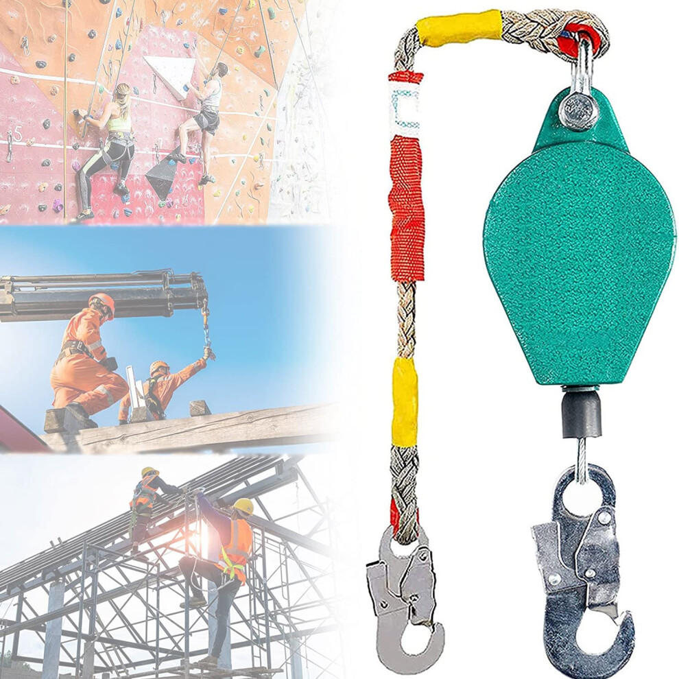 Fall Protection Retractable Lifeline 3M 150Kg With Rebar Hook, Self Retracting Safety Lanyard For Aerial Work And Climbing 9045646518992