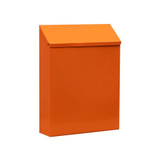 Lockable Wall Mounted Mailbox with Secure Lock System, Large Capacity Iron Post Box, Orange Outdoor