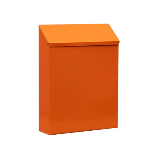 Lockable Wall Mounted Mailbox with Secure Lock System, Large Capacity Iron Post Box, Orange Outdoor