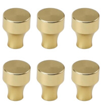 Gold Aluminum Cabinet Knobs and Drawer Handles 6Pcs A2, Modern Finish, Easy Single‑Hole Installation