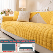 (Yellow, Large Four-seater Sofa Cover 35.4*94.5in(90*240cm)) 1pc Macaron Candy Colored Sofa Cushion, Available in Multiple Colors, Anti Scratch