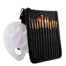 12 Piece Professional Nylon Paint Brush Set for Artists with Smooth Strokes and Portable Storage