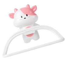 Wall Mounted Towel Rack Cartoon Cow Design Durable Plastic Easy Installation for Bathroom and Kitchen