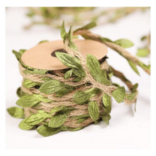 Burlap Leaf Ribbon 5m Natural Jute Twine with Artificial Leaves for DIY Crafts and Wedding Decor