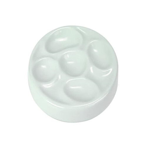 Ceramic Watercolor Palette with Smooth Glazed Surface, 5Hole Round Design, Easy to Clean