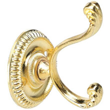 Gold Tone Zinc Alloy Wall Coat Hook, Double Rust‑Resistant Hanger for Bathroom with Screws