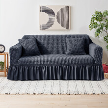 (Grey, 2- Seater Sofa ( Length 140-185cm)) 1pc Luxury Comfort Velvet Jacquard Sofa Cover | Non-Slip, Dustproof, Soft, Breathable