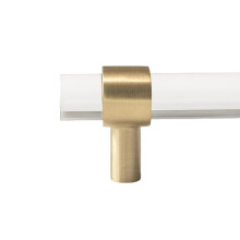 Clear Acrylic Brass Cabinet Handles Modern T Bar Drawer Pulls for Kitchen Bathroom Furniture 50mm