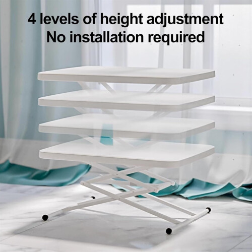 Wall Mounted Folding Table with Adjustable Height, Space Saving Fold Down Design for Kitchen, Balcony, RV, White 2