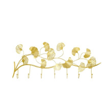 Wall Coat Hooks Golden Leaf Design Metal Wall Mount Coat Rack for Entryway Bathroom and Bedroom