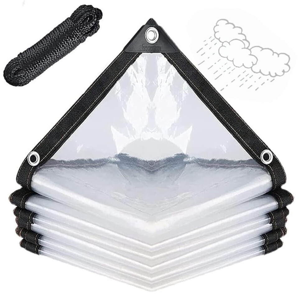 16X31ft Clear Waterproof Tarp Transparent Pvc Tarpaulin With Grommets TearâResistant For Outdoor Furniture Garden Cars 9045646740553