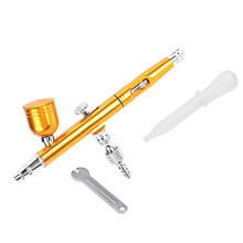 Airbrush Kit 0.3mm Dual Action Gravity Feed Airbrush Gun for Model Painting Nail Art Tattoo Yellow
